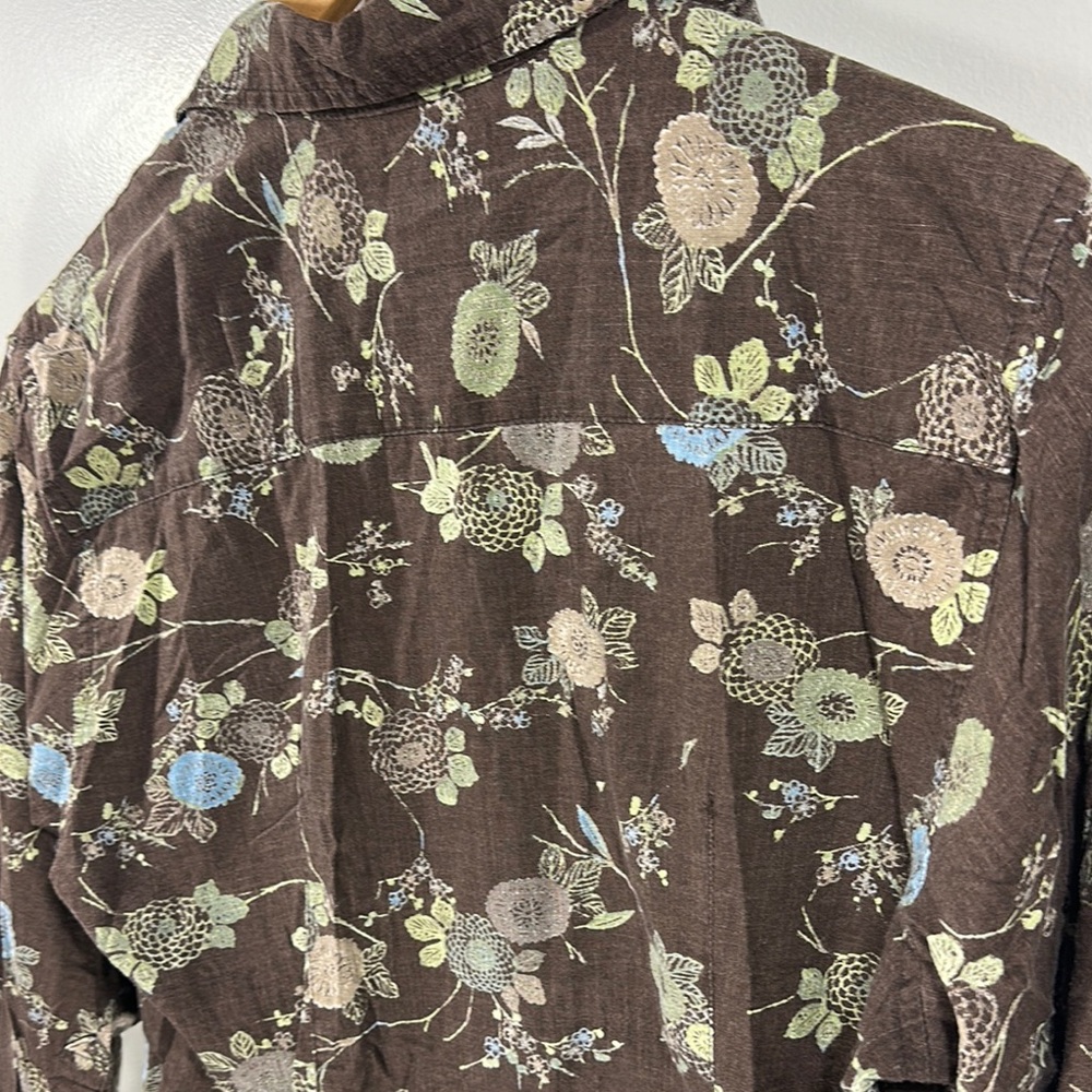 Columbia Brown Floral Lightweight Snap Button Down Woman's XL - Picture 8 of 9